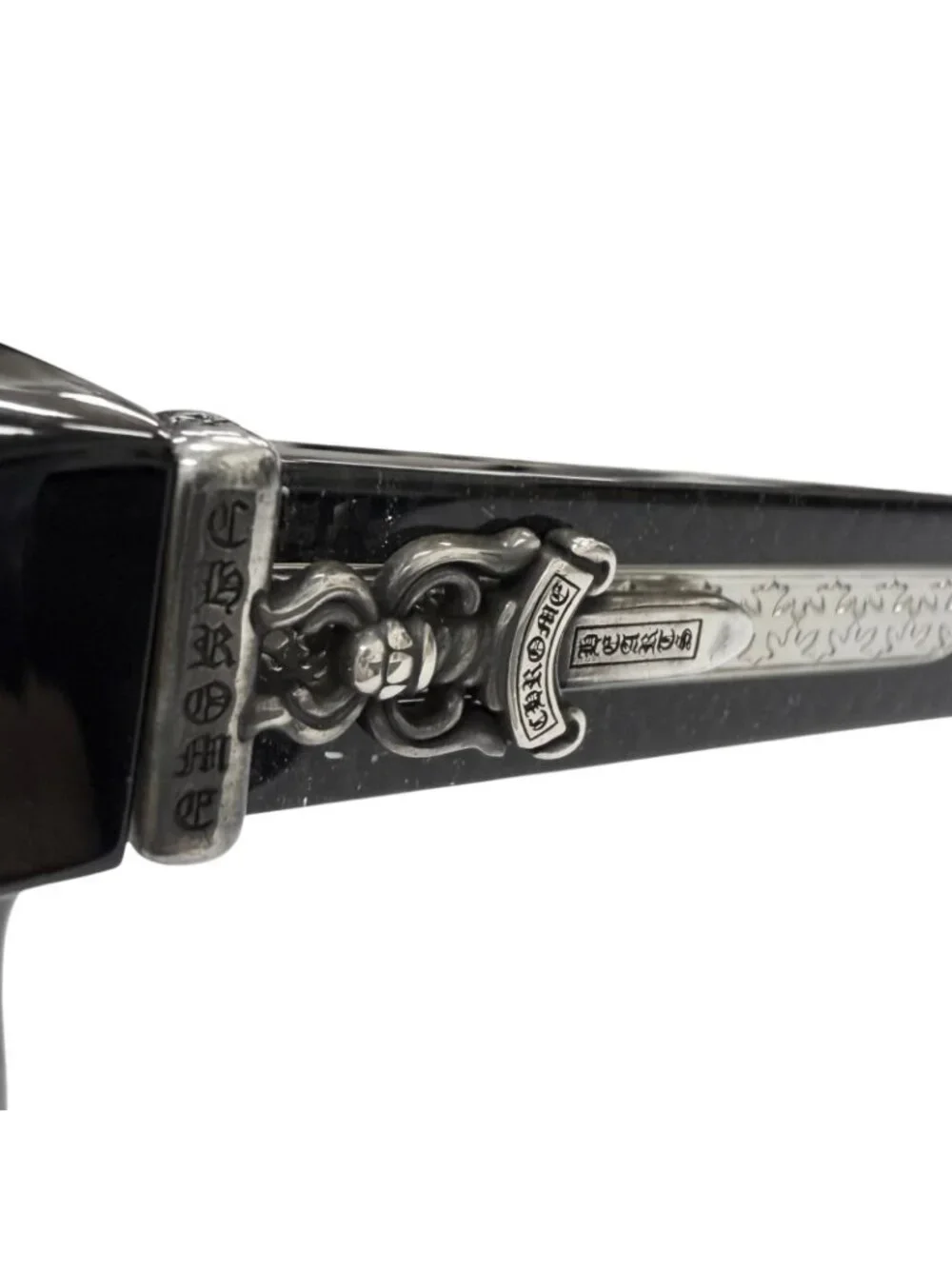 Chrome Hearts Box Officer Lame Dagga Sunglasses Black Blue Lens 56 Eyewear